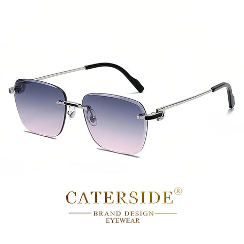 CATERSIDE Randloze pilotenzonnebril met gradiënt – Retro UV400 unisex zonnebrillen voor zaken en winkelen