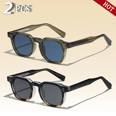CATERSIDE Retro Punk Vierkante Zonnebril – Gepersonaliseerde UV400 Unisex Mode Zonnebrillen, Set van 2 Stuks voor Feesten &amp; Festivals