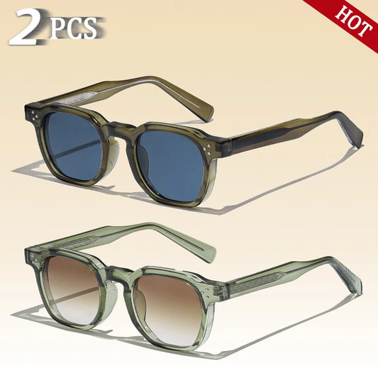 CATERSIDE Retro Punk Vierkante Zonnebril – Gepersonaliseerde UV400 Unisex Mode Zonnebrillen, Set van 2 Stuks voor Feesten &amp; Festivals