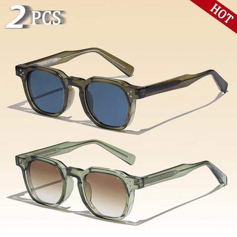 CATERSIDE Retro Punk Vierkante Zonnebril – Gepersonaliseerde UV400 Unisex Mode Zonnebrillen, Set van 2 Stuks voor Feesten &amp; Festivals