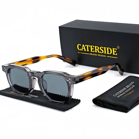 CATERSIDE Retro Punk Small-Frame Vierkante Zonnebril – Gepersonaliseerde UV400 Unisex Zonnebrillen voor Reizen, Zaken &amp; Festivals