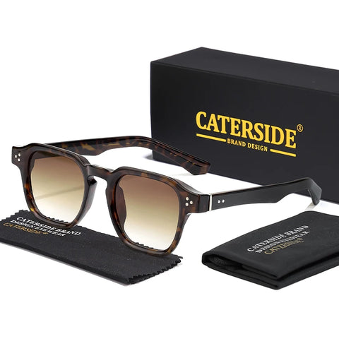 CATERSIDE Klassieke vierkante zonnebril – Core-Insert Temple Luxe UV400 Unisex zonnebril voor reizen, strand en festivals