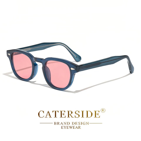 CATERSIDE Retro ronde punk zonnebril – Pin-Temple luxe UV400 unisex sport- en feestzonnebril