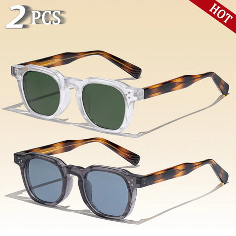 CATERSIDE Retro Punk Vierkante Zonnebril – Gepersonaliseerde UV400 Unisex Mode Zonnebrillen, Set van 2 Stuks voor Feesten &amp; Festivals