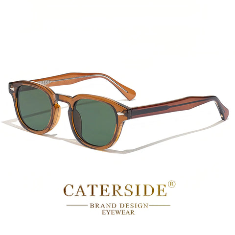 CATERSIDE Retro ronde punk zonnebril – Pin-Temple luxe UV400 unisex sport- en feestzonnebril