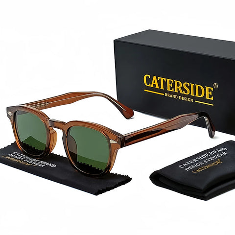 CATERSIDE Retro ronde punk zonnebril – Pin-Temple luxe UV400 unisex sport- en feestzonnebril