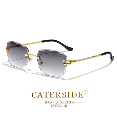 CATERSIDE Retro Randloze Gradiënt Zonnebril – UV400 Unisex Mode Zonnebrillen met Scherpe Lenzen