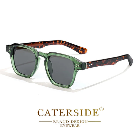 CATERSIDE Klassieke vierkante zonnebril – Core-Insert Temple Luxe UV400 Unisex zonnebril voor reizen, strand en festivals