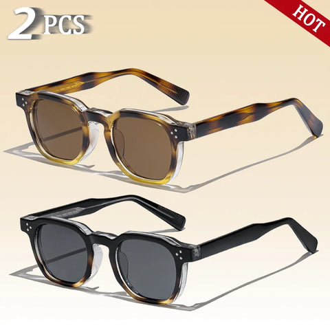 CATERSIDE Retro Punk Vierkante Zonnebril – Gepersonaliseerde UV400 Unisex Mode Zonnebrillen, Set van 2 Stuks voor Feesten &amp; Festivals