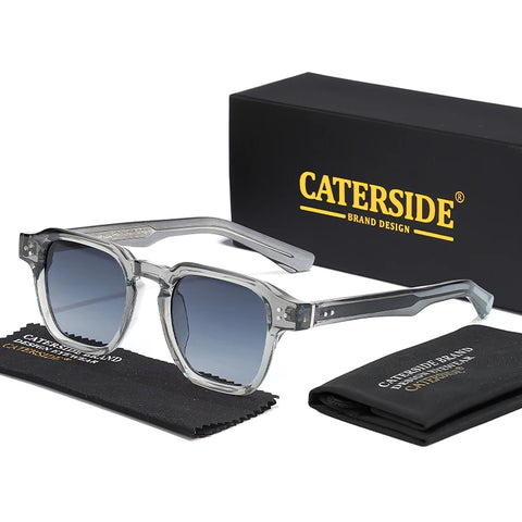 CATERSIDE Klassieke vierkante zonnebril – Core-Insert Temple Luxe UV400 Unisex zonnebril voor reizen, strand en festivals