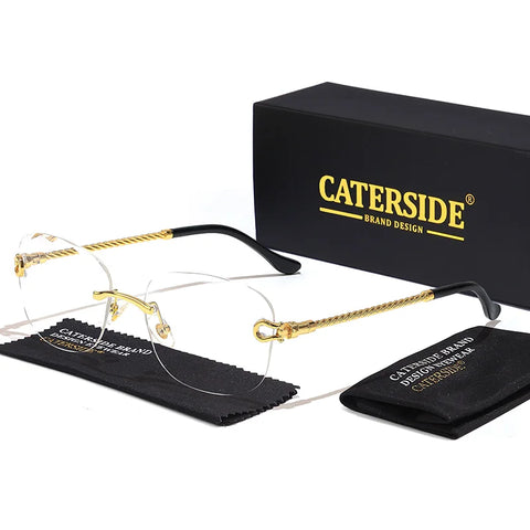 CATERSIDE Retro Randloze Gradiënt Zonnebril – UV400 Unisex Mode Zonnebrillen met Scherpe Lenzen