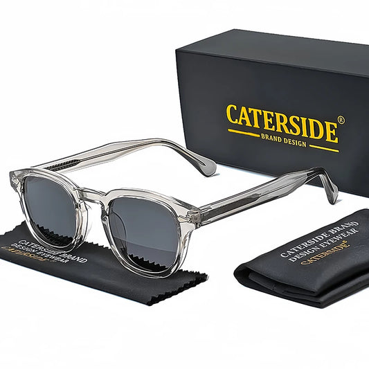 CATERSIDE Retro ronde punk zonnebril – Pin-Temple luxe UV400 unisex sport- en feestzonnebril