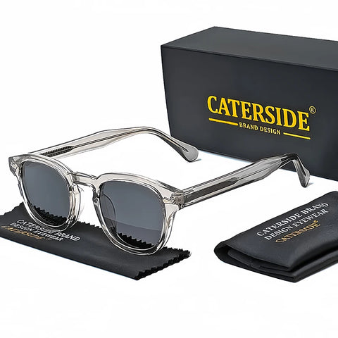 CATERSIDE Retro ronde punk zonnebril – Pin-Temple luxe UV400 unisex sport- en feestzonnebril