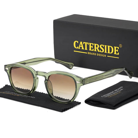 CATERSIDE Retro ronde punk zonnebril – Pin-Temple luxe UV400 unisex sport- en feestzonnebril