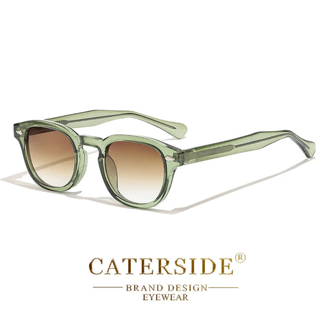 CATERSIDE Retro ronde punk zonnebril – Pin-Temple luxe UV400 unisex sport- en feestzonnebril