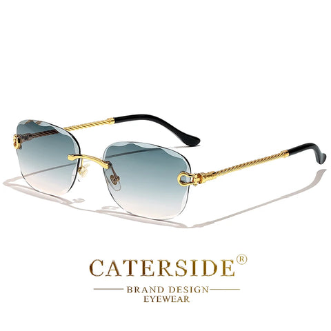 CATERSIDE Retro Randloze Gradiënt Zonnebril – UV400 Unisex Mode Zonnebrillen met Scherpe Lenzen