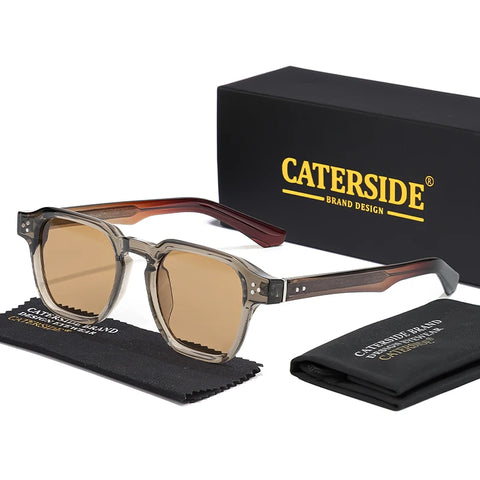 CATERSIDE Klassieke vierkante zonnebril – Core-Insert Temple Luxe UV400 Unisex zonnebril voor reizen, strand en festivals