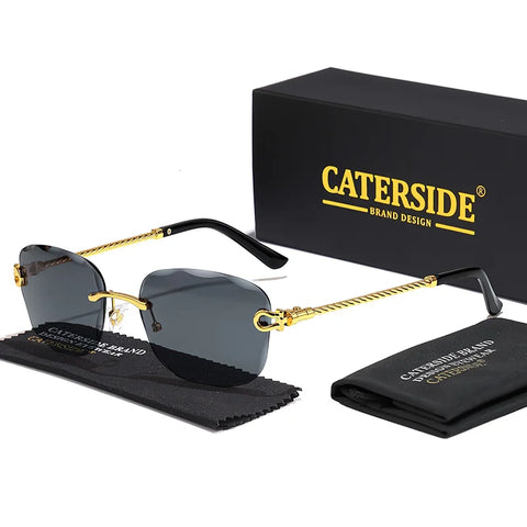 CATERSIDE Retro Randloze Gradiënt Zonnebril – UV400 Unisex Mode Zonnebrillen met Scherpe Lenzen