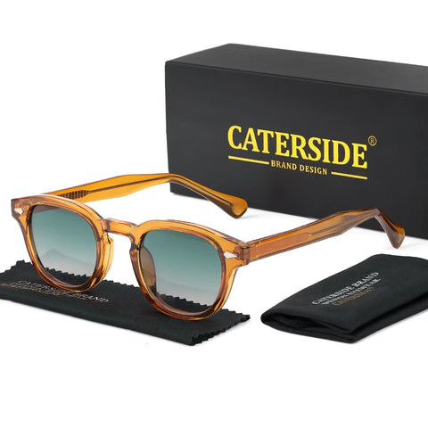 CATERSIDE Retro ronde punk zonnebril – Pin-Temple luxe UV400 unisex sport- en feestzonnebril