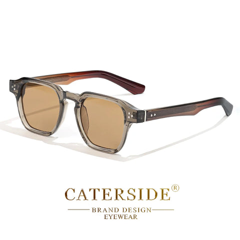 CATERSIDE Klassieke vierkante zonnebril – Core-Insert Temple Luxe UV400 Unisex zonnebril voor reizen, strand en festivals