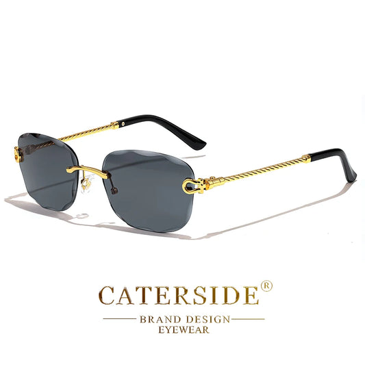 CATERSIDE Retro Randloze Gradiënt Zonnebril – UV400 Unisex Mode Zonnebrillen met Scherpe Lenzen
