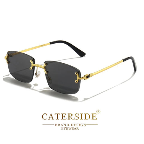 CATERSIDE Retro Randloze Vierkante Zonnebril met Gradiënt - Hoogwaardige UV400 Unisex Feestzonnebril