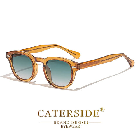 CATERSIDE Retro ronde punk zonnebril – Pin-Temple luxe UV400 unisex sport- en feestzonnebril