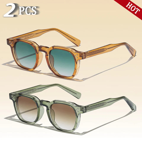 CATERSIDE Retro Punk Vierkante Zonnebril – Gepersonaliseerde UV400 Unisex Mode Zonnebrillen, Set van 2 Stuks voor Feesten &amp; Festivals