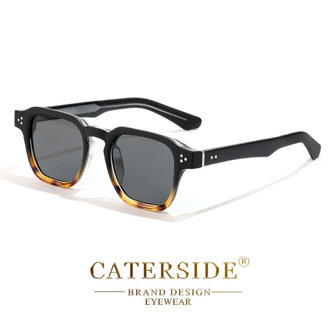 CATERSIDE Klassieke vierkante zonnebril – Core-Insert Temple Luxe UV400 Unisex zonnebril voor reizen, strand en festivals