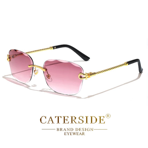 CATERSIDE Retro Randloze Gradiënt Zonnebril – UV400 Unisex Mode Zonnebrillen met Scherpe Lenzen