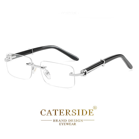 Caterside Kleine Vierkante Randloze Zonnebril – Luxe Rechthoekige UV400 Herenzonnebril