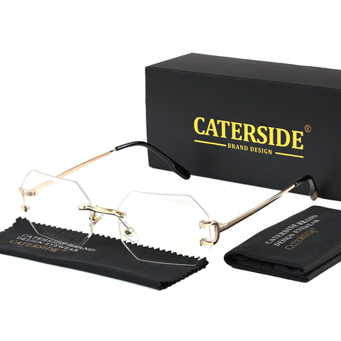 CATERSIDE Randloze Octagon Gradient Zonnebril – Vintage UV400 Unisex Zonnebrillen voor Reizen, Feesten en Zaken