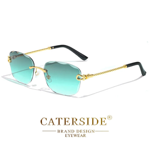 CATERSIDE Retro Randloze Gradiënt Zonnebril – UV400 Unisex Mode Zonnebrillen met Scherpe Lenzen