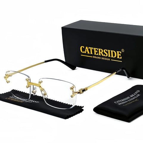 CATERSIDE Retro Randloze Vierkante Zonnebril met Gradiënt - Hoogwaardige UV400 Unisex Feestzonnebril