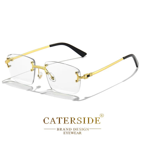 CATERSIDE Retro Randloze Vierkante Zonnebril met Gradiënt - Hoogwaardige UV400 Unisex Feestzonnebril