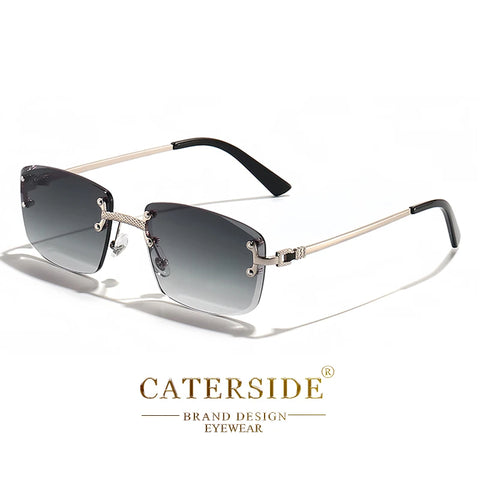 CATERSIDE Retro Randloze Vierkante Zonnebril met Gradiënt - Hoogwaardige UV400 Unisex Feestzonnebril