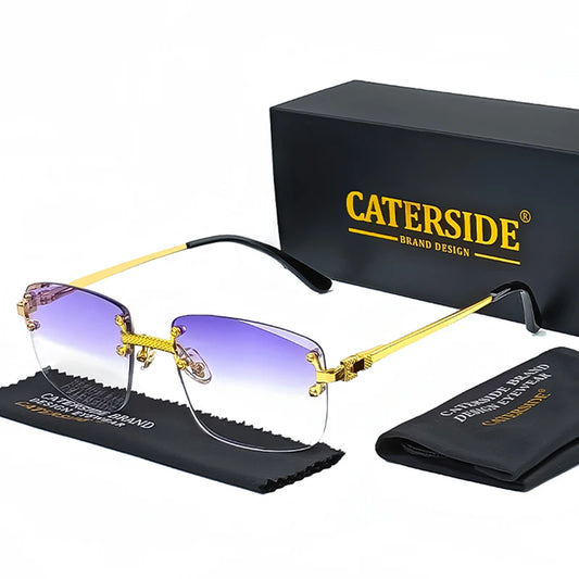 CATERSIDE Retro Randloze Vierkante Zonnebril met Gradiënt - Hoogwaardige UV400 Unisex Feestzonnebril