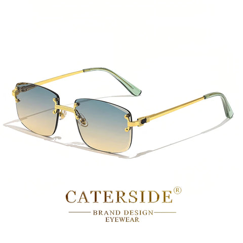 CATERSIDE Retro Randloze Vierkante Zonnebril met Gradiënt - Hoogwaardige UV400 Unisex Feestzonnebril