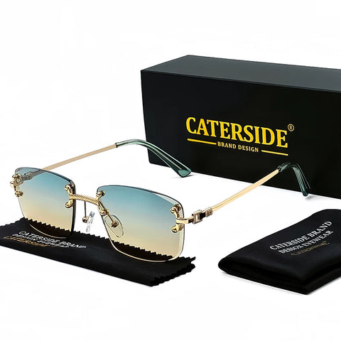 CATERSIDE Retro Randloze Vierkante Zonnebril met Gradiënt - Hoogwaardige UV400 Unisex Feestzonnebril