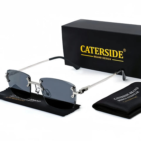 CATERSIDE Retro Randloze Vierkante Zonnebril met Gradiënt - Hoogwaardige UV400 Unisex Feestzonnebril