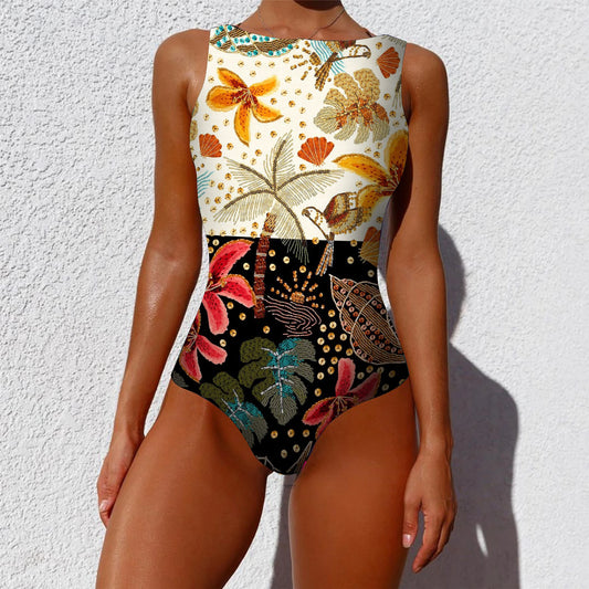 Tropical Stripe Push-Up One-Piece – High-Quality Monokini for Women