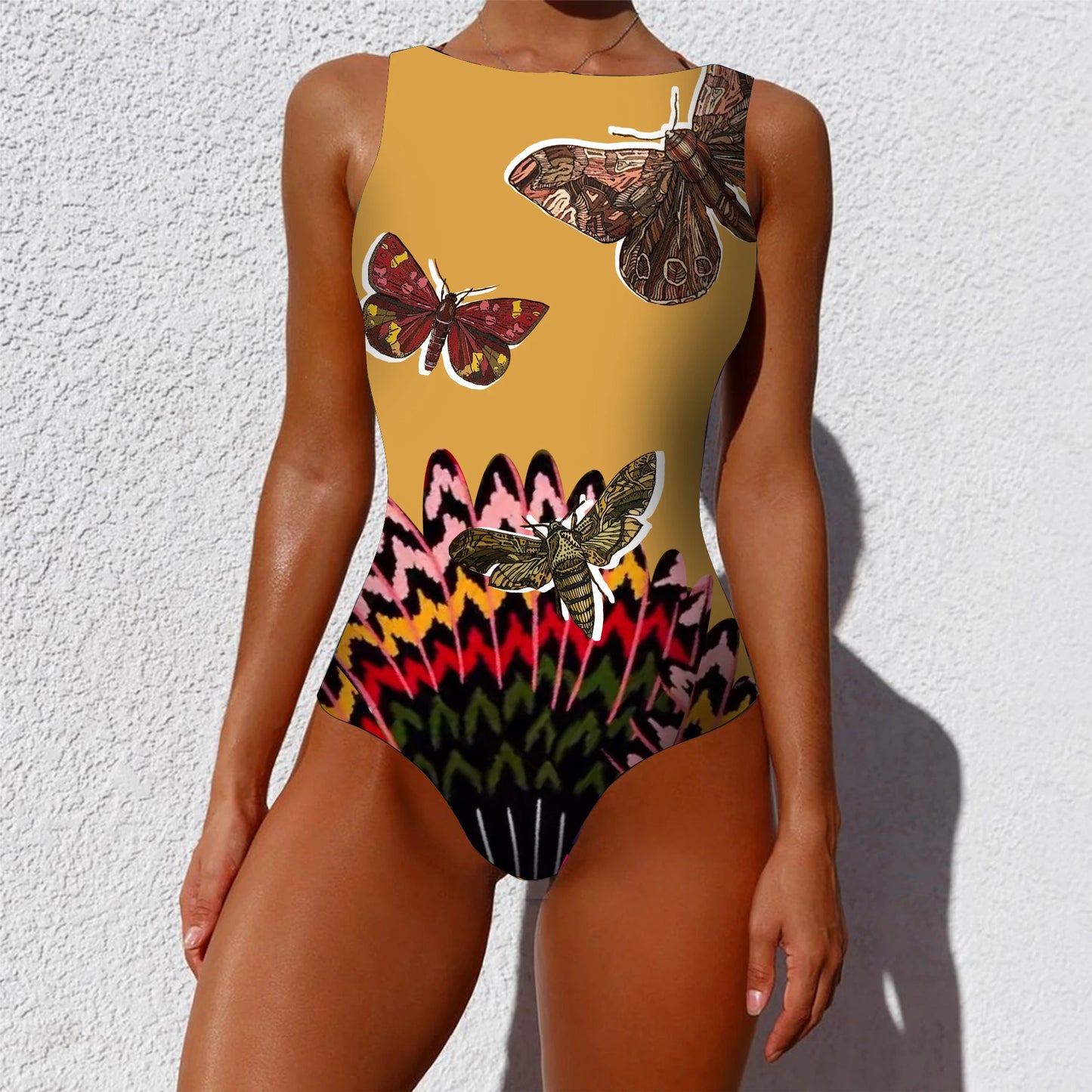 Capri Bloom Lace-Up One-Piece – Push-Up Floral Swimsuit for Women