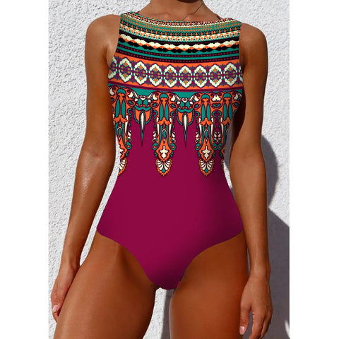 Tropische gestreepte push-up monokini – hoogwaardige monokini voor dames