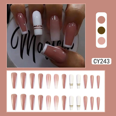 VITAGWX French False Nails - Diamond Glitter Press-On Nail Tips