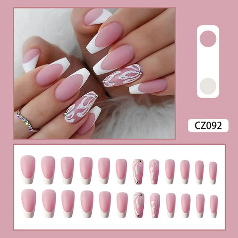 VITAGWX French False Nails - Diamond Glitter Press-On Nail Tips