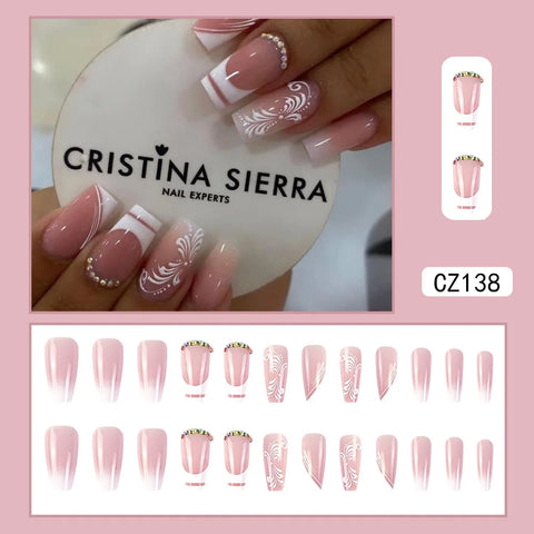 VITAGWX French False Nails - Diamond Glitter Press-On Nail Tips