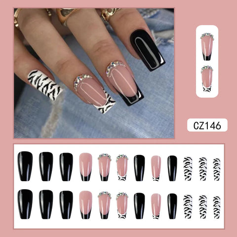 VITAGWX French False Nails - Diamond Glitter Press-On Nail Tips