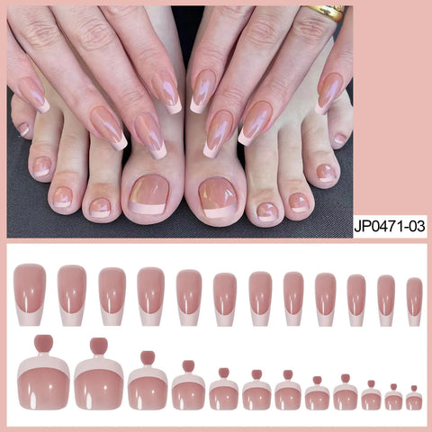 Set van 48 stuks nagels met een opdruk - modieuze Franse ballerina-tips