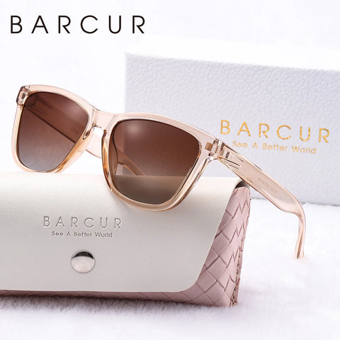 BARCUR Crystal Frame gepolariseerde zonnebril – UV400 witte editie vakantiezonnebril voor dames