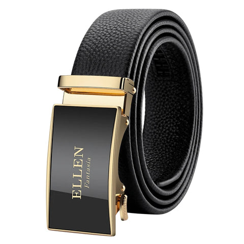 OYIFAN Genuine Leather Belt – Alloy Buckle Automatic Ratchet Design